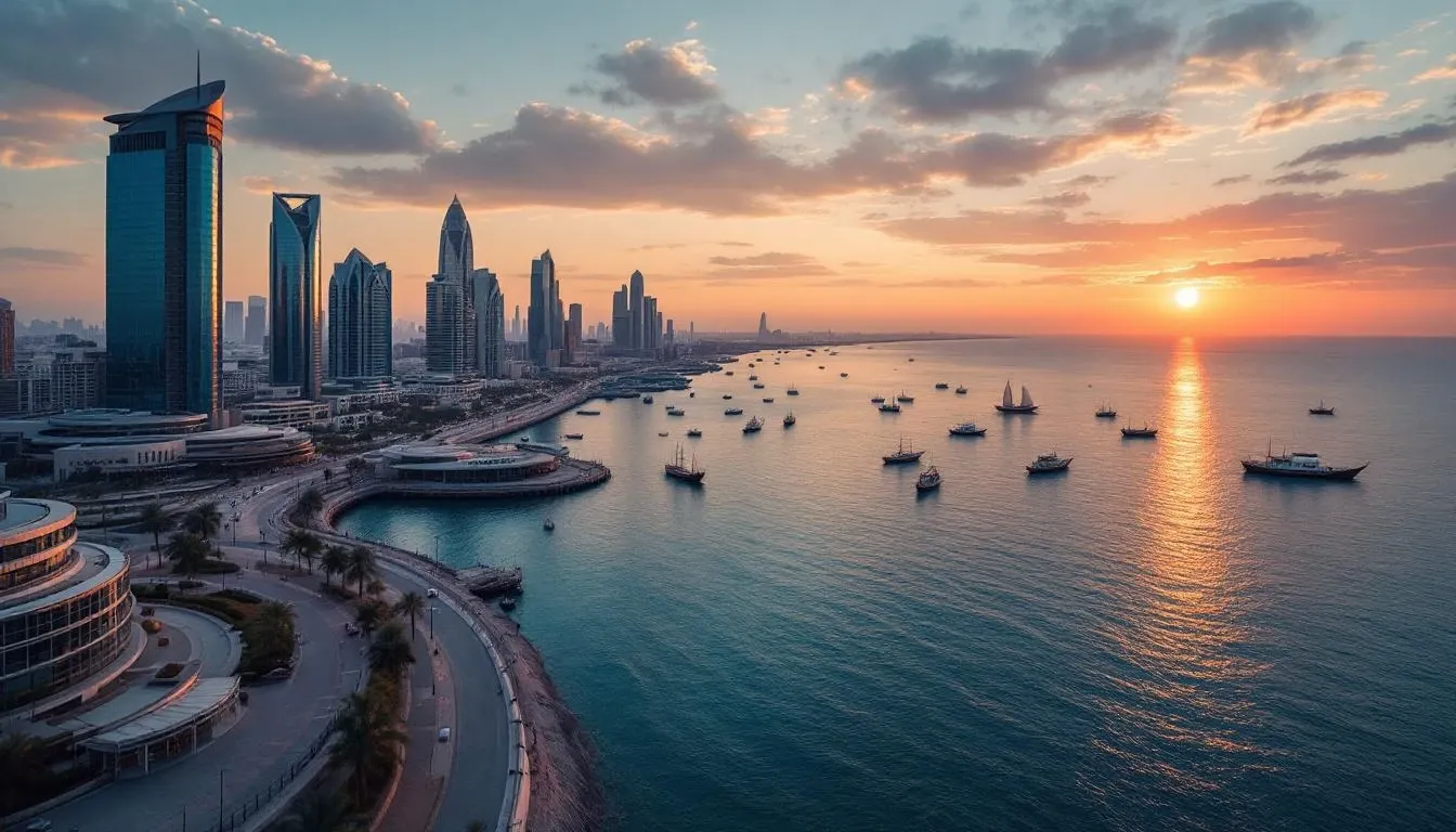 Filming in Dammam with Arabian Gulf waterfront